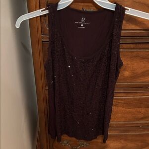 New York & Company Dark Purple Sequin Tank Top